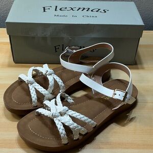 Women's White Braided Sandals